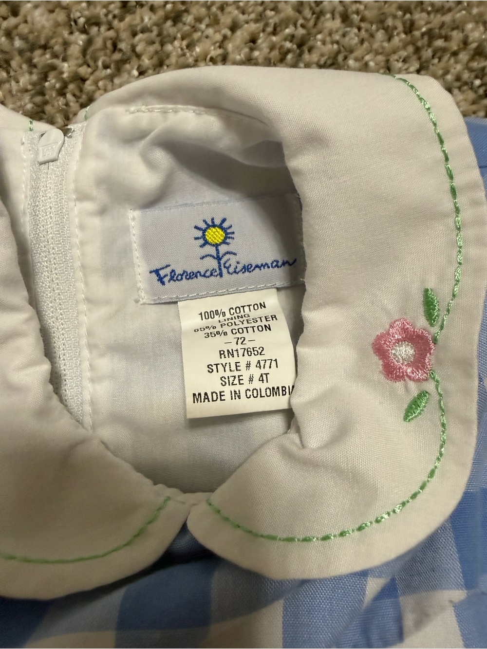 FLORENCE EISEMAN Blue and White Collared Dress 4T - Picture 4 of 5